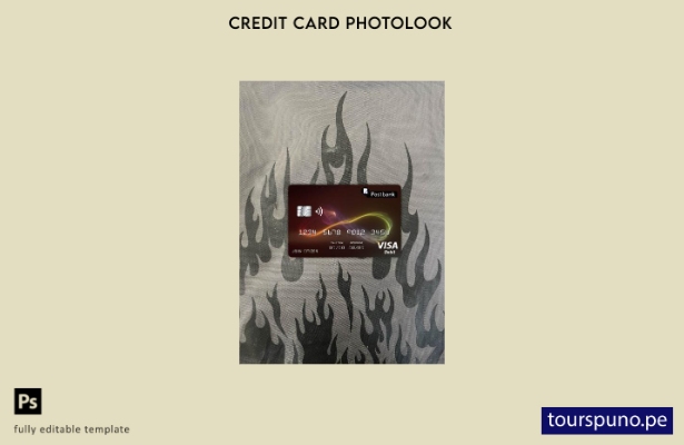 listo para imprimir plantilla frontal de aspecto fotográfico de tarjeta visa  57